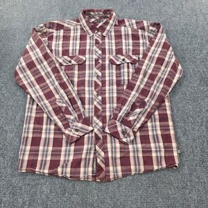 REI Co-op Mens L Plaid Button Up Shirt Outdoor Camping Hiking Red Long Sleeve
